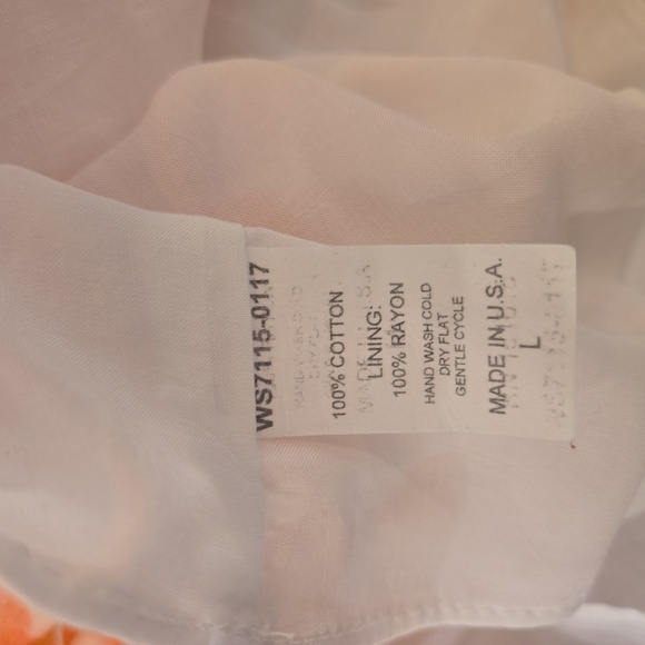 WILLA STORY Ruffled Cotton Peasant Boho Striped Dress Peachy Orange Size Large - Picture 12 of 12